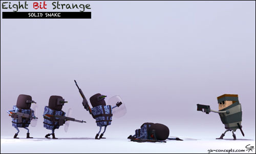 8 Bit Strange artwork gardes contre Solid Snake