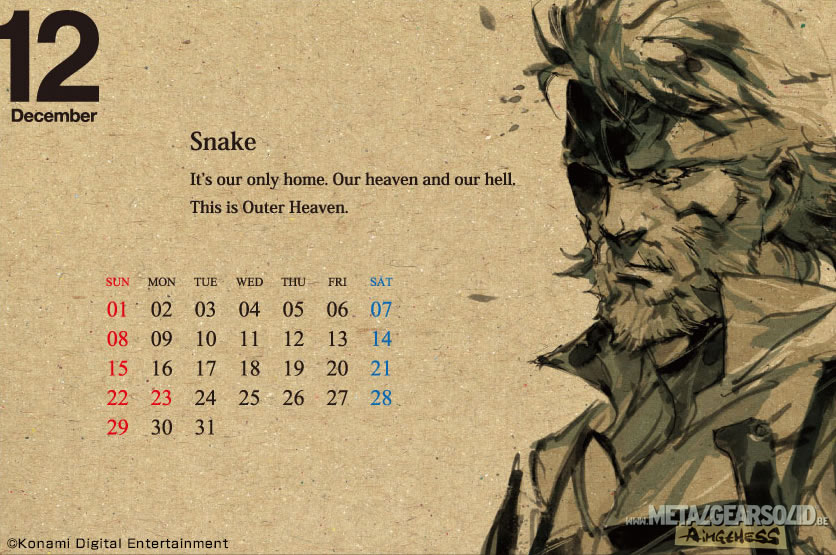 Calendrier 2013 de Metal Gear