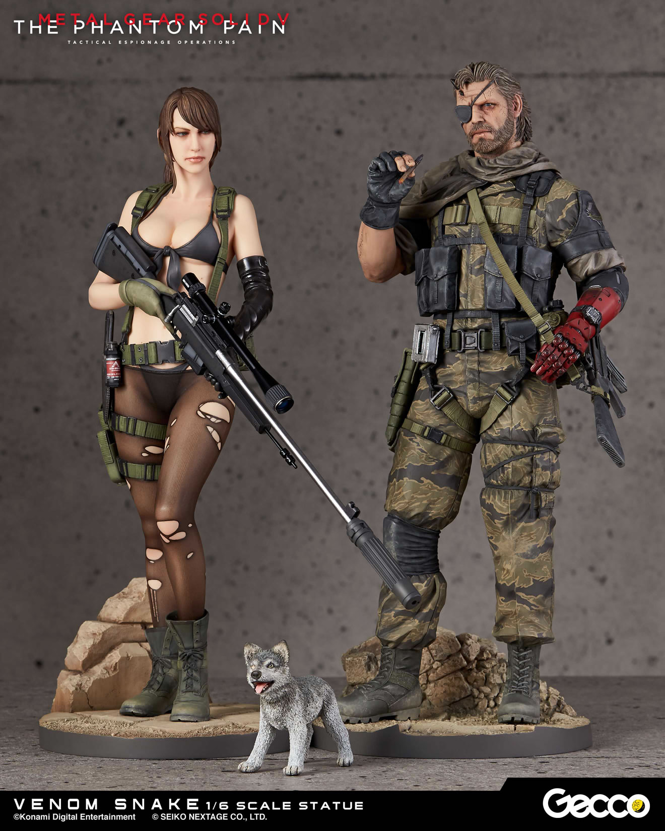 Des photos et une date pour les statuettes Gecco de Venom Snake et D.D.