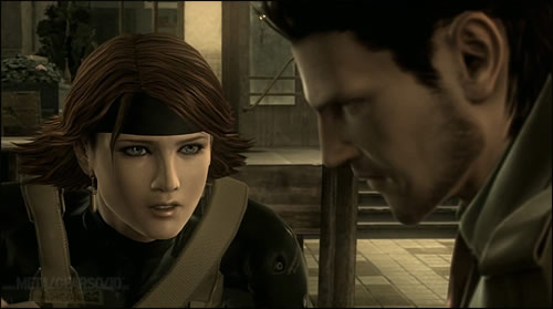 Meryl Silverburgh et Solid Snake dans Metal Gear Solid 4