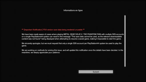 Deux nouveaux bugs rendant toute progression impossible dans Metal Gear Solid V : The Phantom Pain
