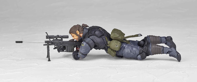 La figurine Vulcanlog de Venom Snake en Sneaking Suit illustre et date