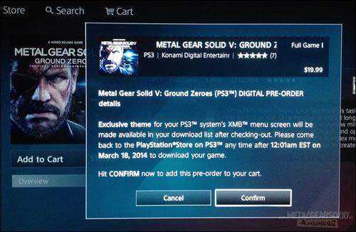 Un thme PS3 pour les prcommandes de MGSV Ground Zeroes sur le PSN amricain
