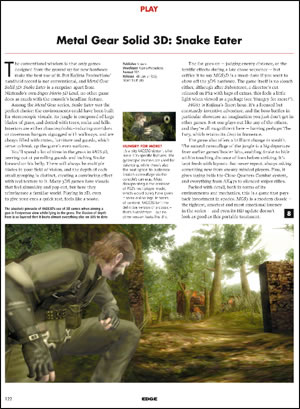 Metal Gear Solid Snake Eater 3D test Edge