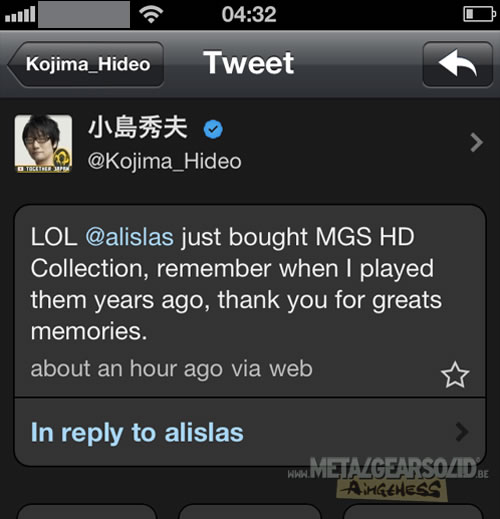 Metal Gear Solid HD Collection Twitter lol Hideo Kojima