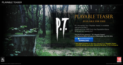 P.T. - le teaser jouable de Silent Hills - disparatra le 29 avril 2015 du PSN